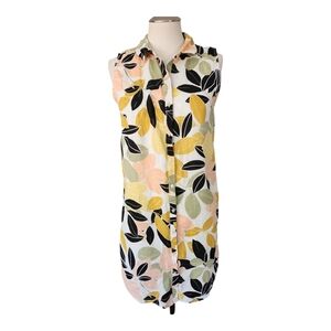 Rachel Zoe Linen Mini Dress Floral Print Sleeveless Summer Dress Size S